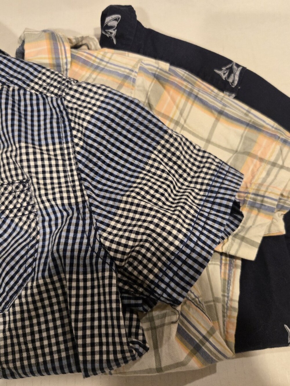 Bundle! Plaid And Shark Print/Button-Down Shirt Pack